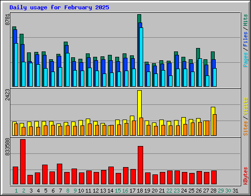 Daily usage for February 2025