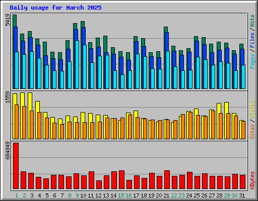 Daily usage for March 2025