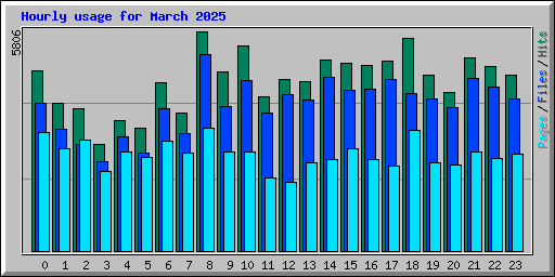 Hourly usage for March 2025